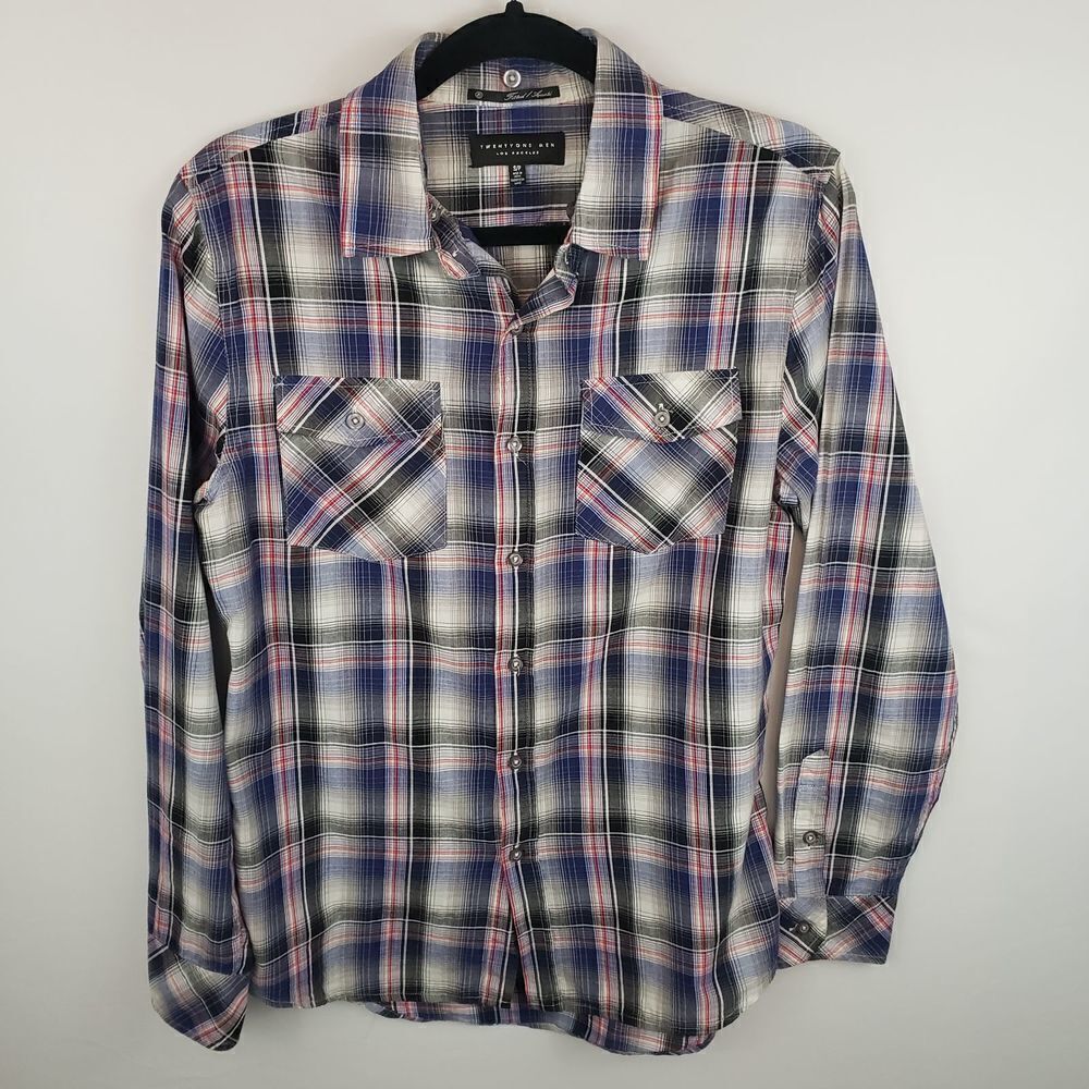 Forever 21 Men Fitted Plaid Shirt Size S